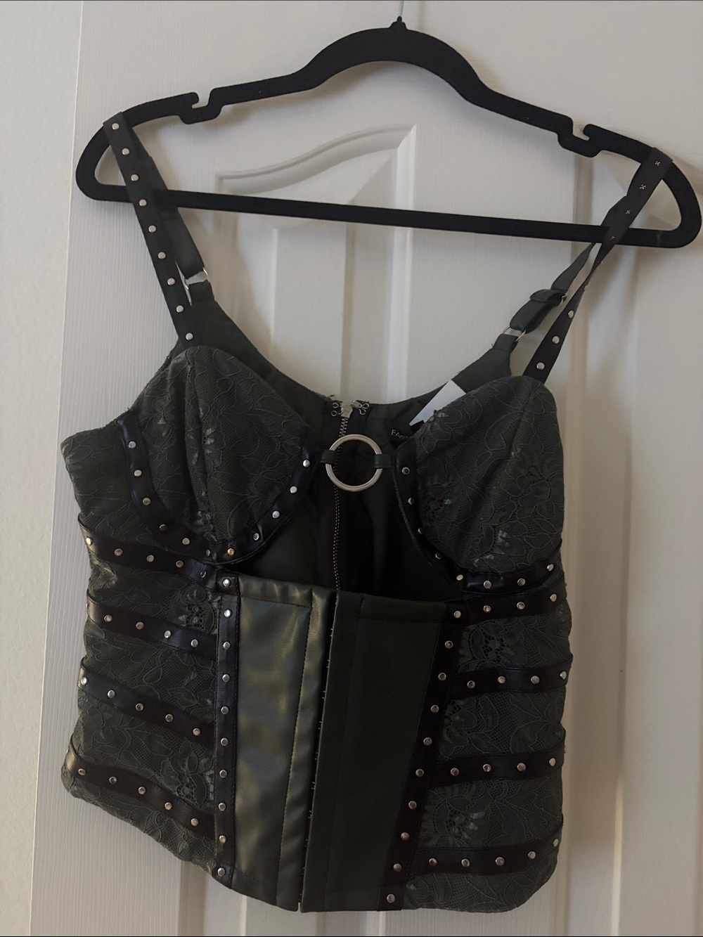 Nova Black Studded Lace Bustier Top